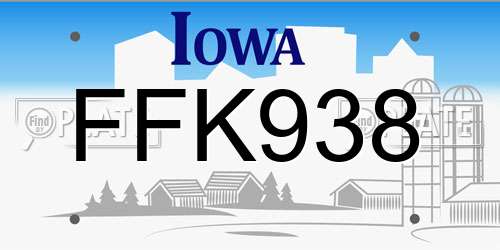 FFK938 Iowa License Plate