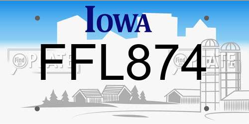 FFL874 Iowa License Plate