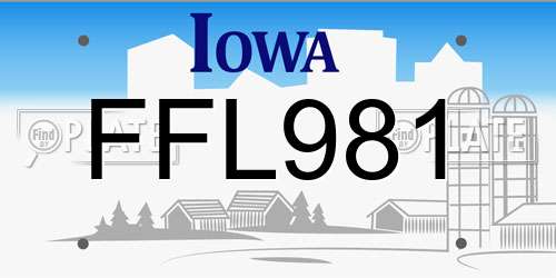 FFL981 Iowa License Plate