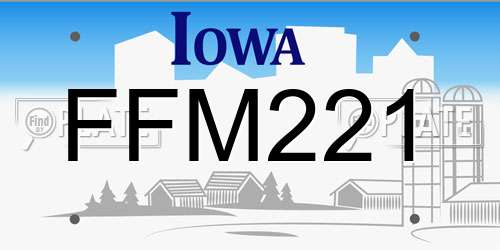 FFM221 Iowa License Plate