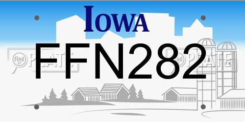 FFN282 Iowa License Plate