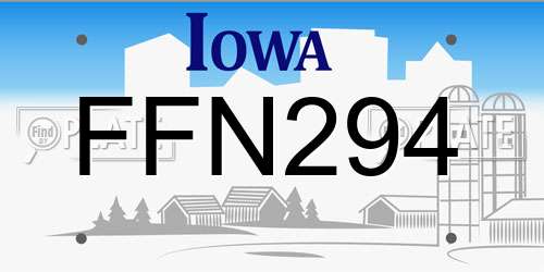 FFN294 Iowa License Plate