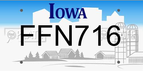 FFN716 Iowa License Plate