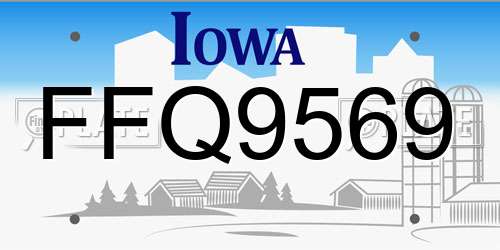 FFQ9569 Iowa License Plate