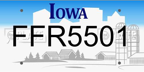 FFR5501 Iowa License Plate