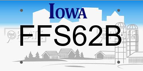 FFS62B Iowa License Plate