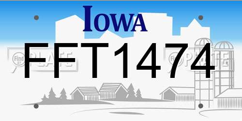 FFT1474 Iowa License Plate