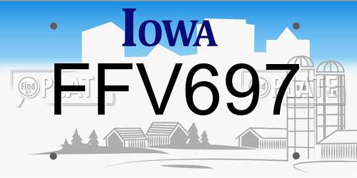 FFV697 Iowa License Plate