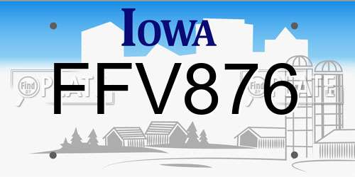 FFV876 Iowa License Plate