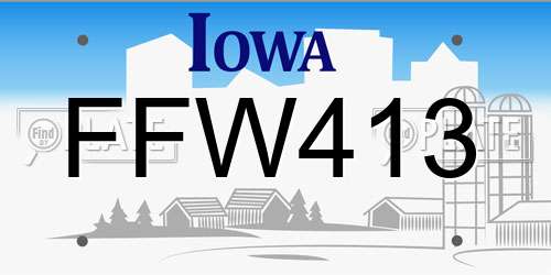 FFW413 Iowa License Plate