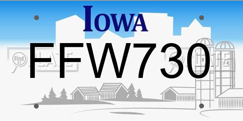 FFW730 Iowa License Plate
