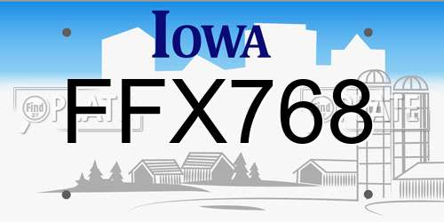 FFX768 Iowa License Plate