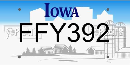 FFY392 Iowa License Plate