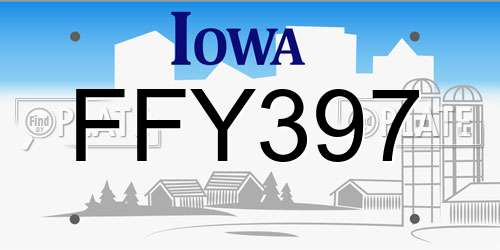 FFY397 Iowa License Plate