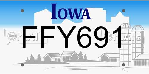 FFY691 Iowa License Plate