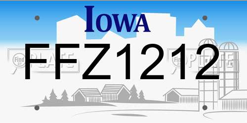 FFZ1212 Iowa License Plate