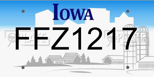 FFZ1217 Iowa License Plate