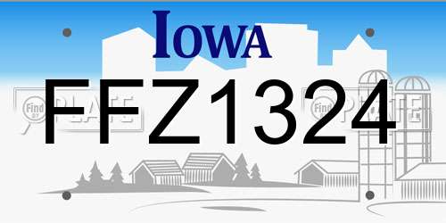 FFZ1324 Iowa License Plate