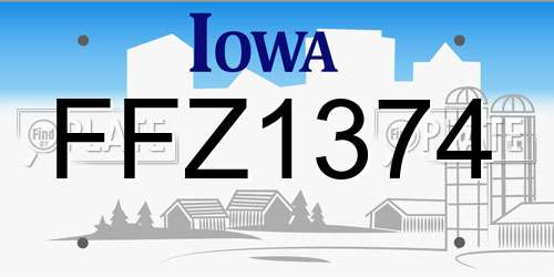 FFZ1374 Iowa License Plate