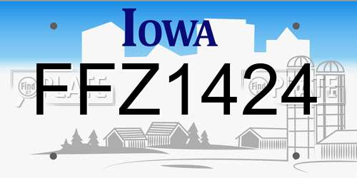 FFZ1424 Iowa License Plate