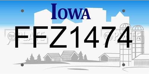 FFZ1474 Iowa License Plate