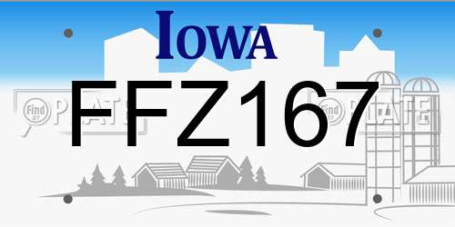 FFZ167 Iowa License Plate