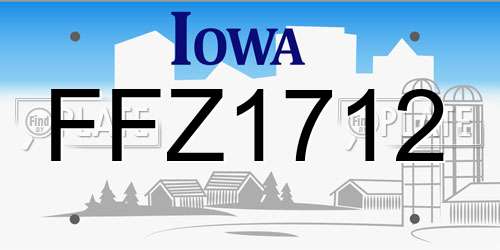 FFZ1712 Iowa License Plate
