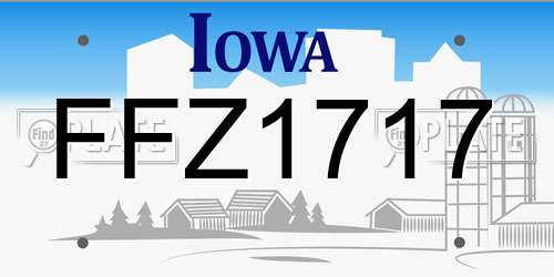 FFZ1717 Iowa License Plate