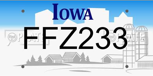 FFZ233 Iowa License Plate