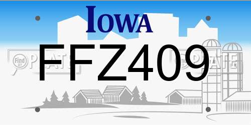FFZ409 Iowa License Plate
