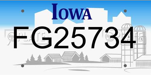 FG25734 Iowa License Plate
