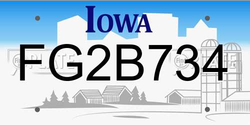 FG2B734 Iowa License Plate