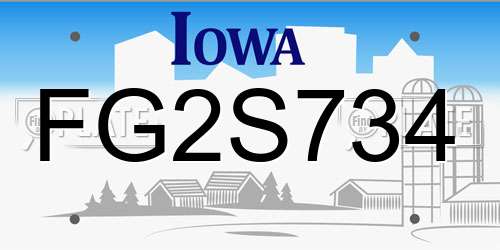 FG2S734 Iowa License Plate