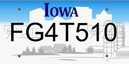 FG4T510 Iowa License Plate
