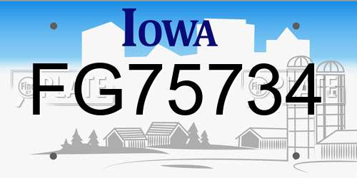 FG75734 Iowa License Plate