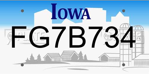 FG7B734 Iowa License Plate