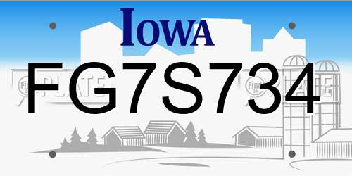 FG7S734 Iowa License Plate