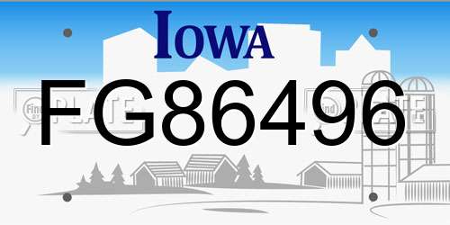 FG86496 Iowa License Plate