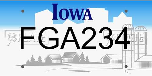 FGA234 Iowa License Plate