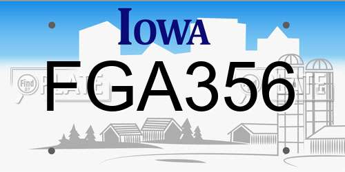 FGA356 Iowa License Plate