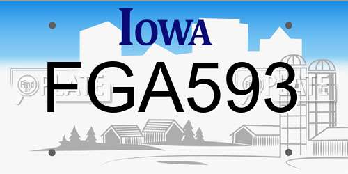 FGA593 Iowa License Plate