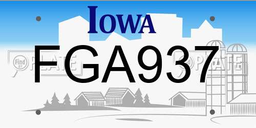 FGA937 Iowa License Plate