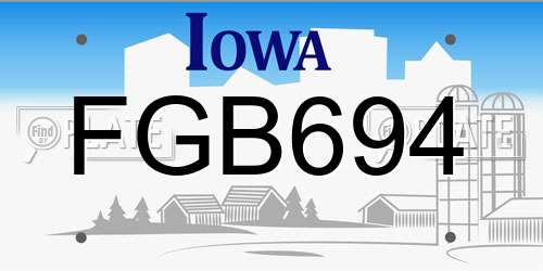 FGB694 Iowa License Plate