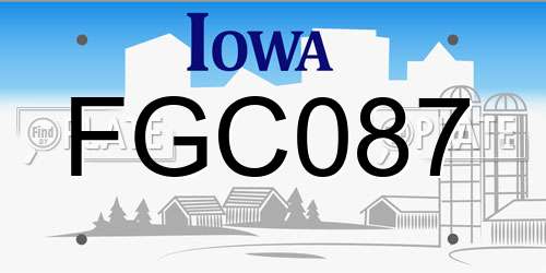 FGC087 Iowa License Plate