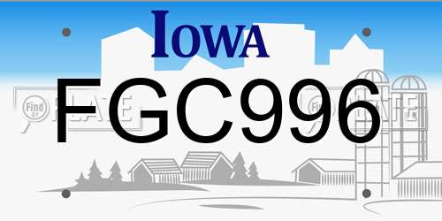 FGC996 Iowa License Plate