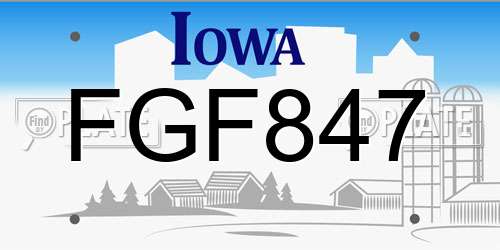 FGF847 Iowa License Plate