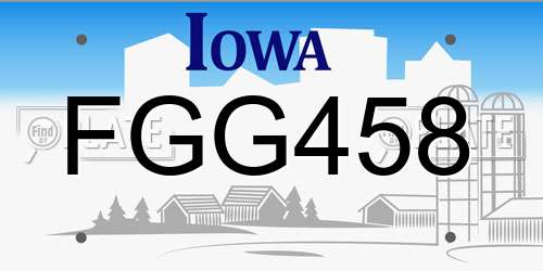 FGG458 Iowa License Plate