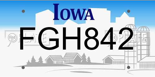 FGH842 Iowa License Plate