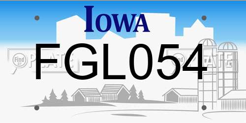 FGL054 Iowa License Plate