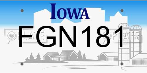 FGN181 Iowa License Plate